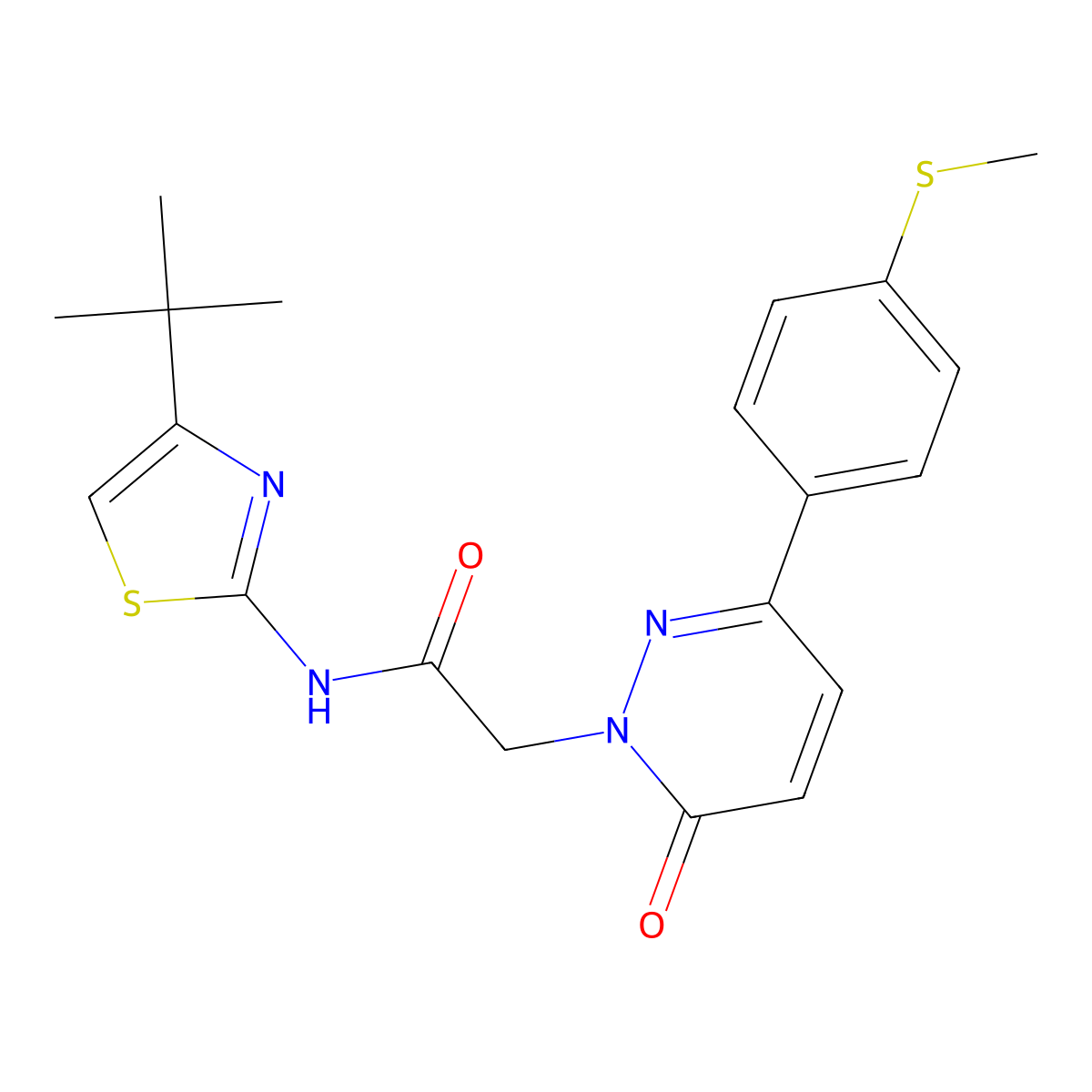 N-[(2Z)-4-tert-butyl-1,3-thiazol-2(3H)-ylidene]-2-{3-[4-(methylsulfanyl)phenyl]-6-oxopyridazin-1(6H)-yl}acetamide molecular structure, CAS 1282114-70-8