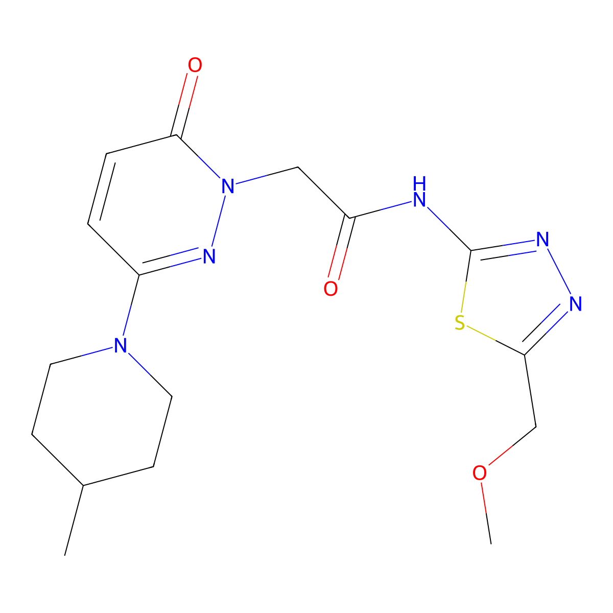 N-[(2E)-5-(methoxymethyl)-1,3,4-thiadiazol-2(3H)-ylidene]-2-[3-(4-methylpiperidin-1-yl)-6-oxopyridazin-1(6H)-yl]acetamide molecular structure, CAS 1282114-79-7