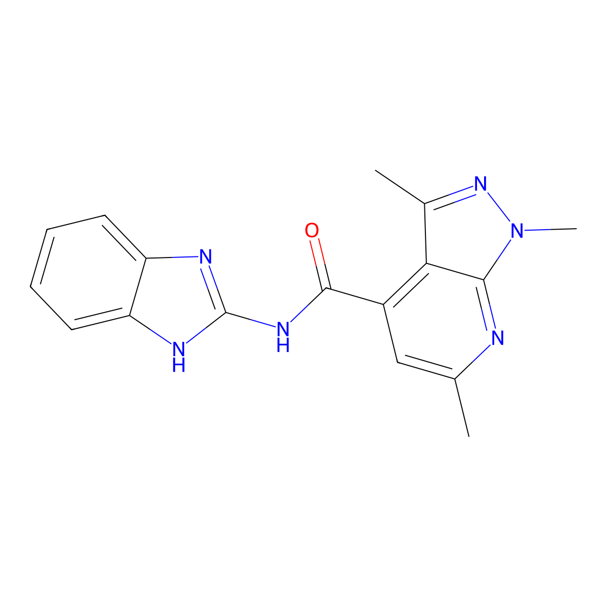 N-(1,3-dihydro-2H-benzimidazol-2-ylidene)-1,3,6-trimethyl-1H-pyrazolo[3,4-b]pyridine-4-carboxamide molecular structure, CAS 1282115-12-1