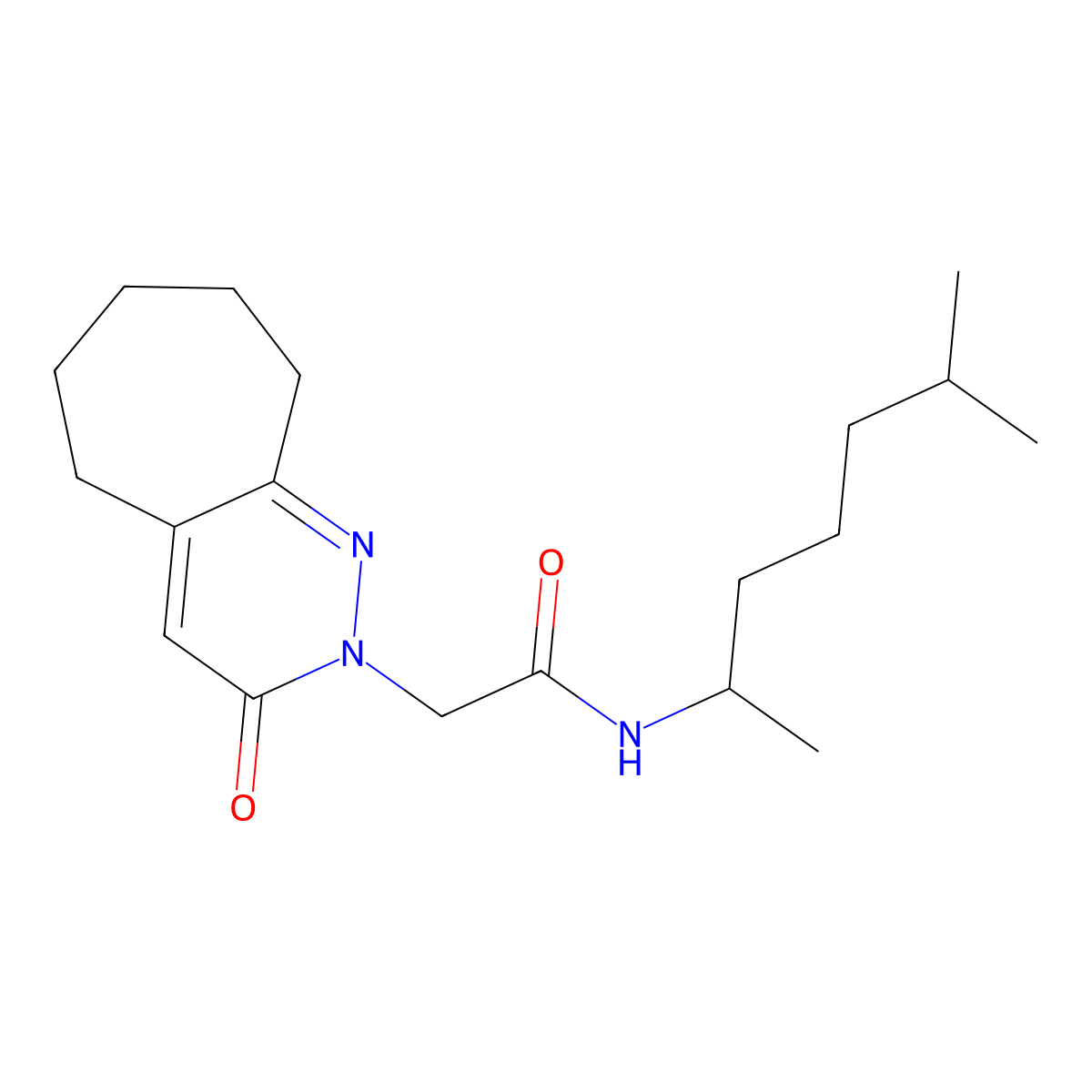 N-(6-methylheptan-2-yl)-2-(3-oxo-3,5,6,7,8,9-hexahydro-2H-cyclohepta[c]pyridazin-2-yl)acetamide molecular structure, CAS 1282115-20-1