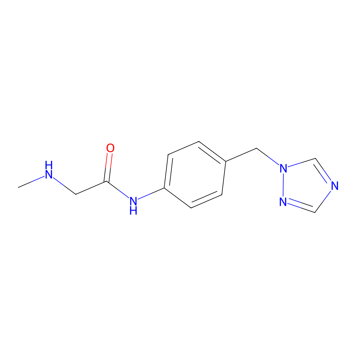N-(4-((1H-1,2,4-triazol-1-yl)methyl)phenyl)-2-(methylamino)acetamide molecular structure, CAS 1282115-36-9