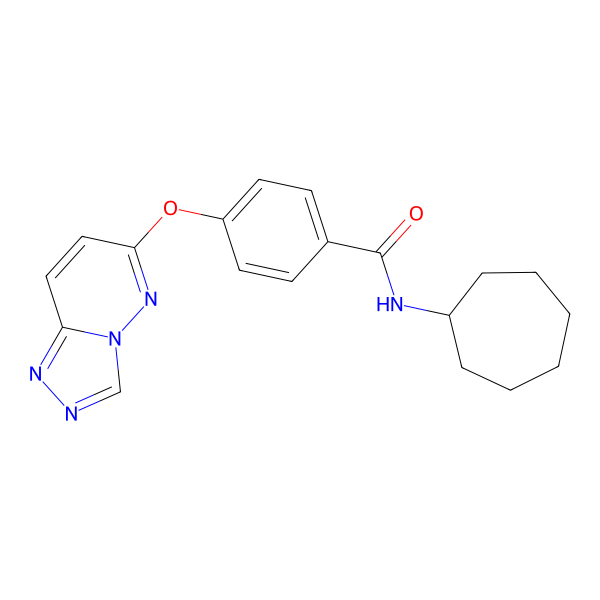 N-cycloheptyl-4-([1,2,4]triazolo[4,3-b]pyridazin-6-yloxy)benzamide molecular structure, CAS 1282115-43-8