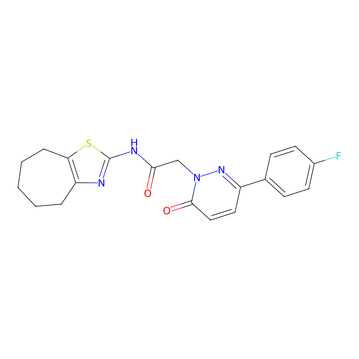 2-[3-(4-fluorophenyl)-6-oxopyridazin-1(6H)-yl]-N-[(2Z)-3,4,5,6,7,8-hexahydro-2H-cyclohepta[d][1,3]thiazol-2-ylidene]acetamide molecular structure, CAS 1282115-53-0