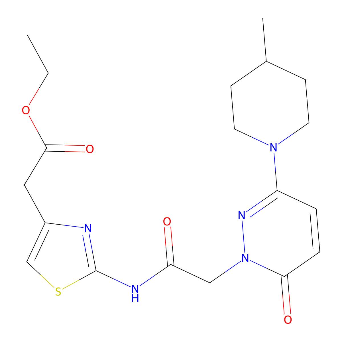 ethyl [2-({[3-(4-methylpiperidin-1-yl)-6-oxopyridazin-1(6H)-yl]acetyl}amino)-1,3-thiazol-4-yl]acetate molecular structure, CAS 1282115-55-2