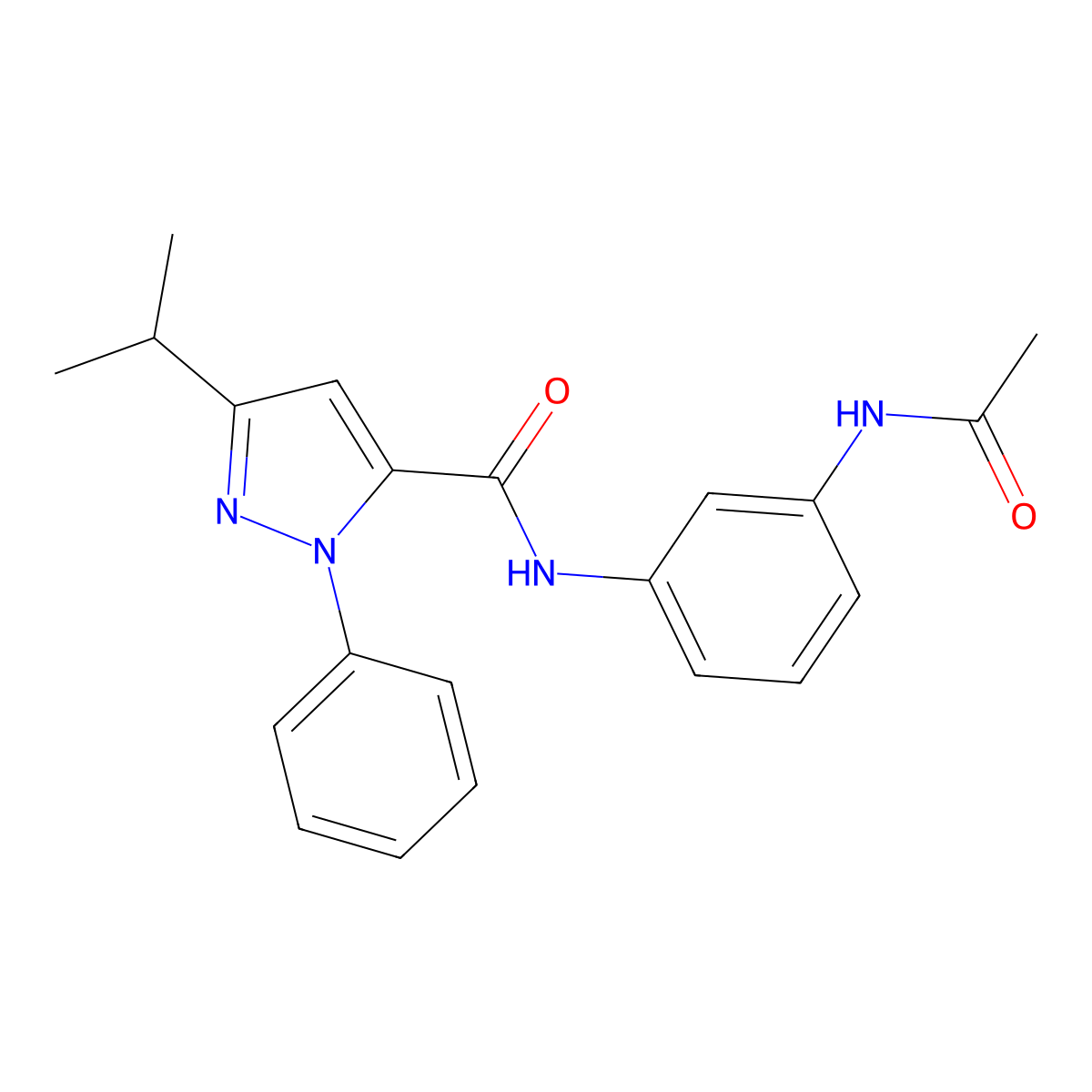 N-[3-(acetylamino)phenyl]-1-phenyl-3-(propan-2-yl)-1H-pyrazole-5-carboxamide molecular structure, CAS 1282115-60-9