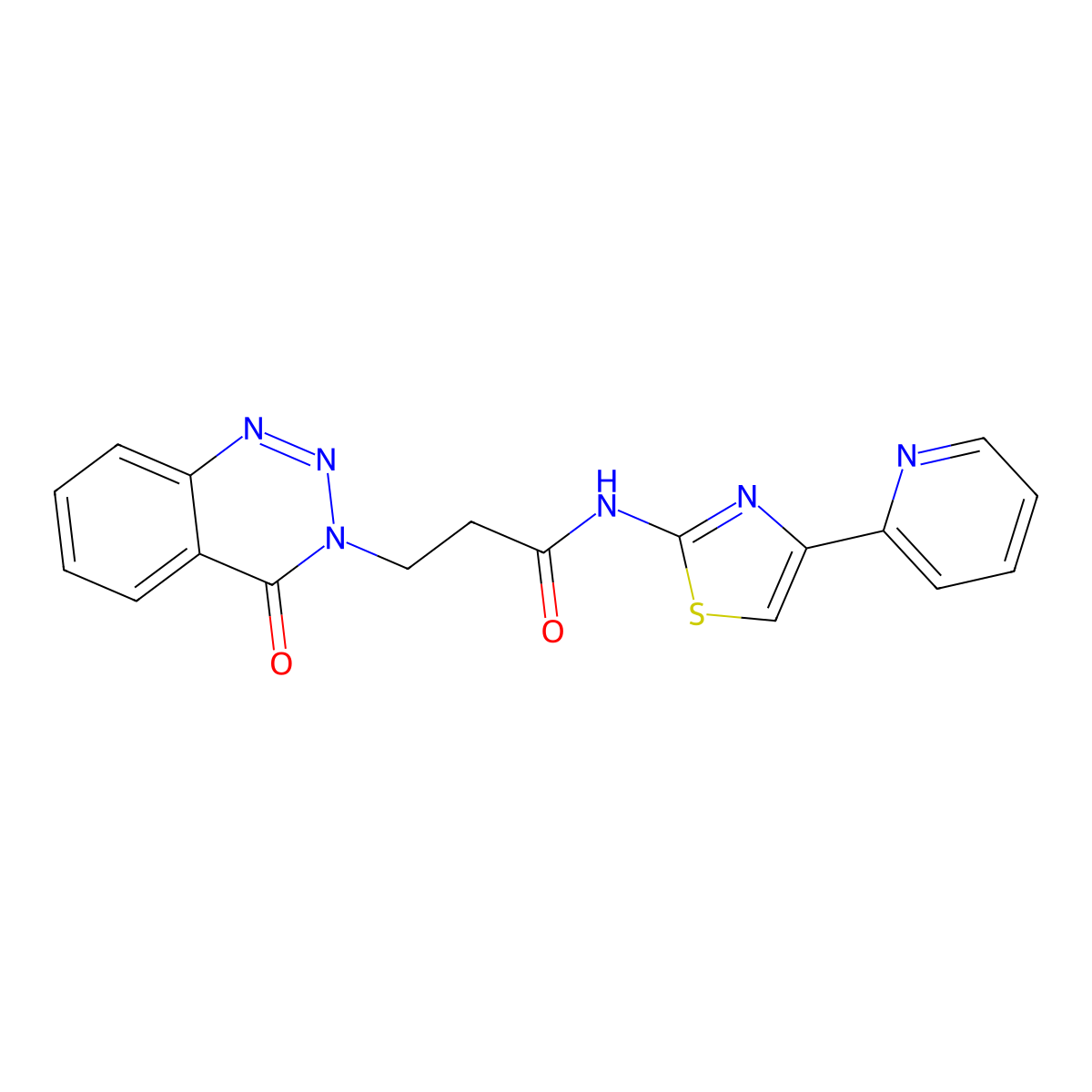 3-(4-oxo-1,2,3-benzotriazin-3(4H)-yl)-N-[(2Z)-4-(pyridin-2-yl)-1,3-thiazol-2(3H)-ylidene]propanamide molecular structure, CAS 1282115-74-5
