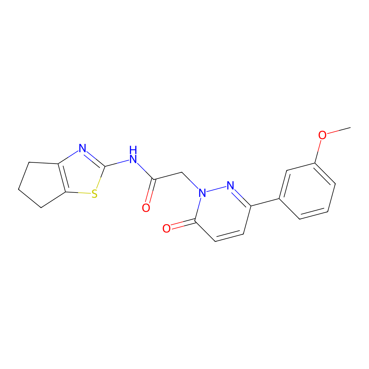 2-[3-(3-methoxyphenyl)-6-oxopyridazin-1(6H)-yl]-N-[(2Z)-3,4,5,6-tetrahydro-2H-cyclopenta[d][1,3]thiazol-2-ylidene]acetamide molecular structure, CAS 1282115-97-2