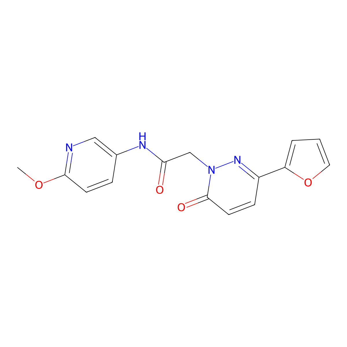 2-(3-(furan-2-yl)-6-oxopyridazin-1(6H)-yl)-N-(6-methoxypyridin-3-yl)acetamide molecular structure, CAS 1282116-04-4