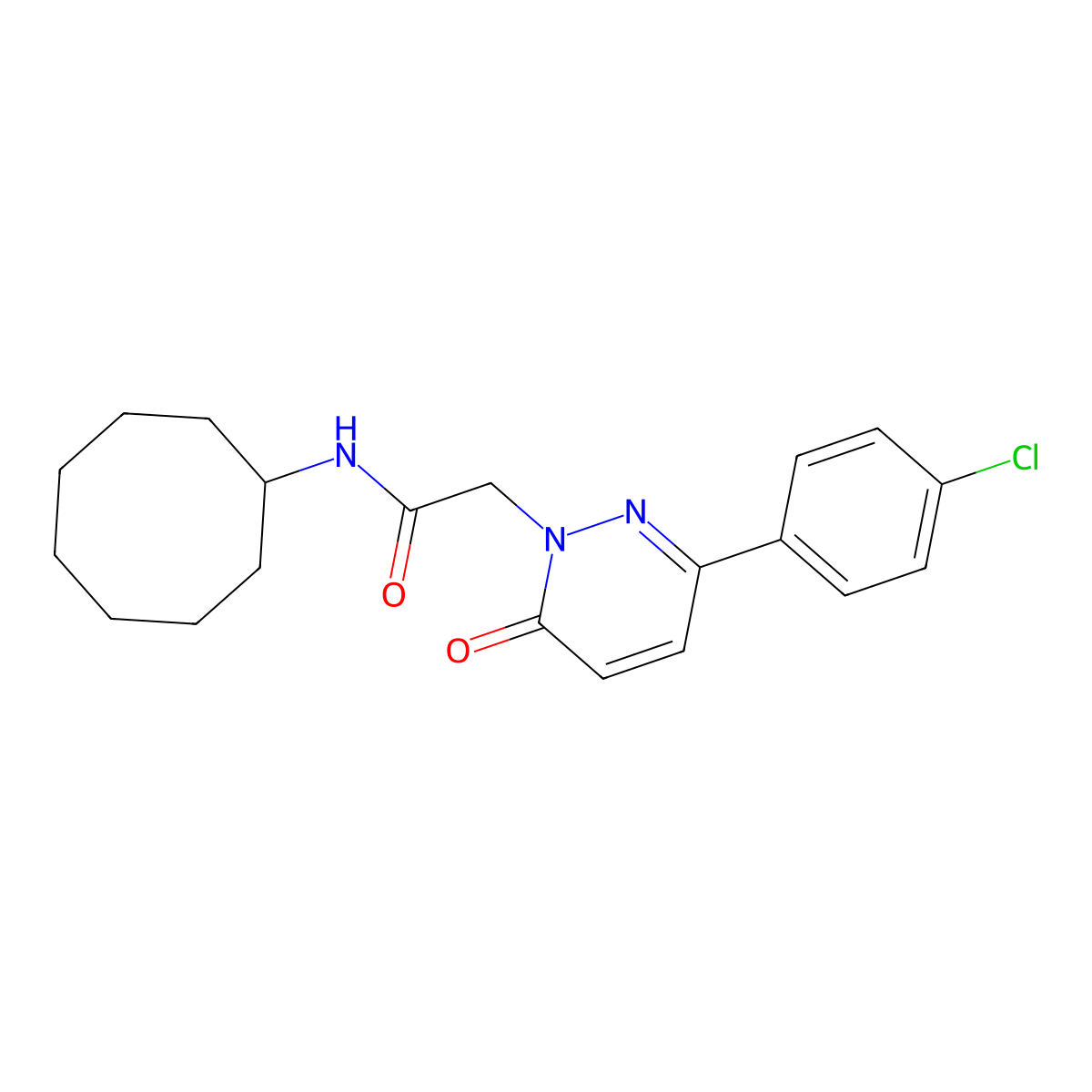 2-(3-(4-chlorophenyl)-6-oxopyridazin-1(6H)-yl)-N-cyclooctylacetamide molecular structure, CAS 1282116-05-5