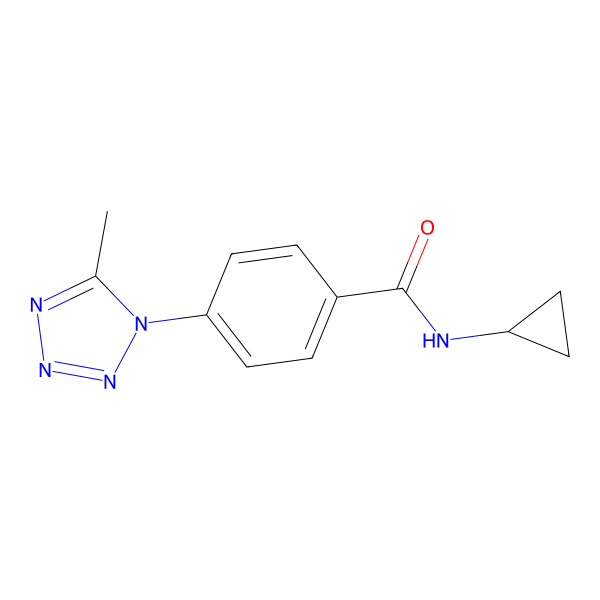 N-cyclopropyl-4-(5-methyl-1H-tetrazol-1-yl)benzamide molecular structure, CAS 1282116-10-2