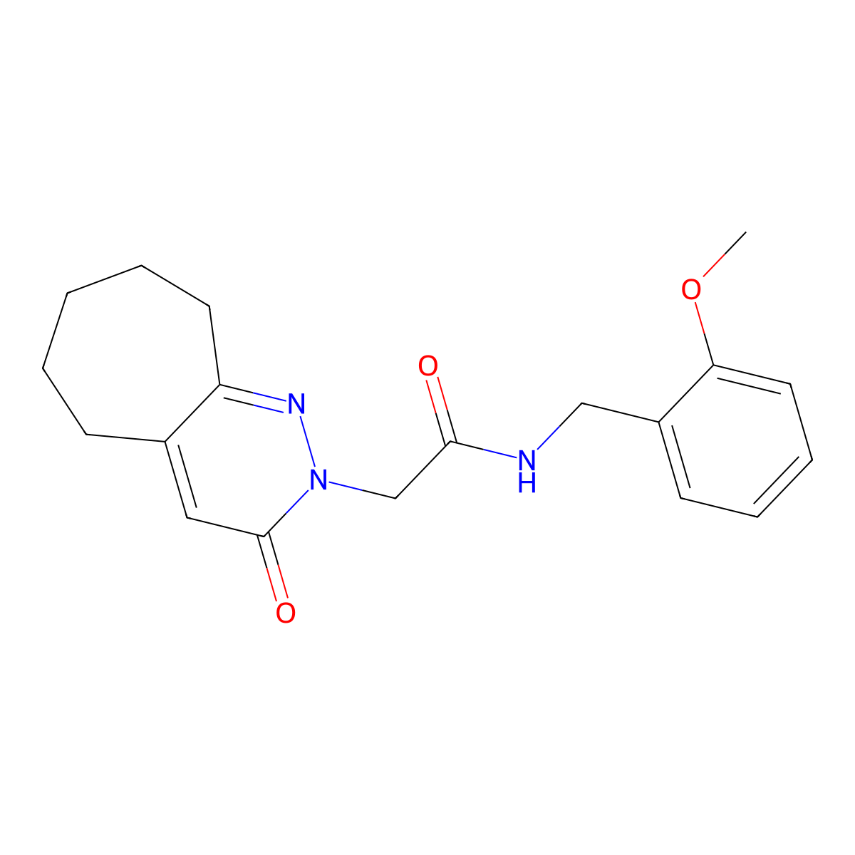 N-(2-methoxybenzyl)-2-(3-oxo-3,5,6,7,8,9-hexahydro-2H-cyclohepta[c]pyridazin-2-yl)acetamide molecular structure, CAS 1282116-25-9