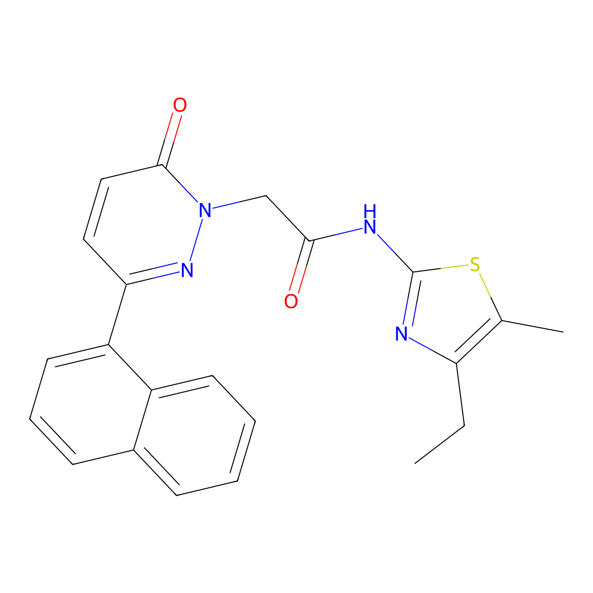 N-[(2Z)-4-ethyl-5-methyl-1,3-thiazol-2(3H)-ylidene]-2-[3-(naphthalen-1-yl)-6-oxopyridazin-1(6H)-yl]acetamide molecular structure, CAS 1282116-30-6