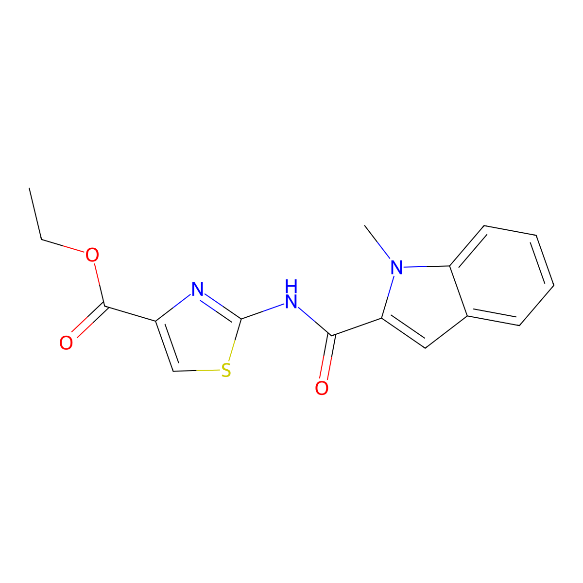 ethyl (2Z)-2-{[(1-methyl-1H-indol-2-yl)carbonyl]imino}-2,3-dihydro-1,3-thiazole-4-carboxylate molecular structure, CAS 1282116-34-0