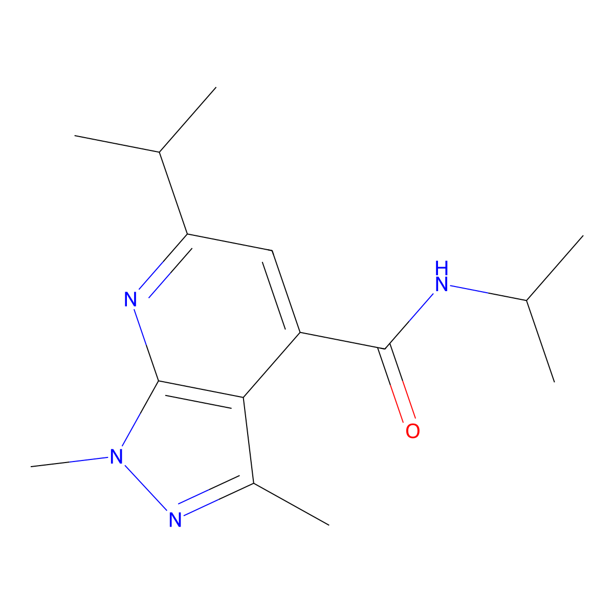 N~4~,6-diisopropyl-1,3-dimethyl-1H-pyrazolo[3,4-b]pyridine-4-carboxamide molecular structure, CAS 1282116-38-4