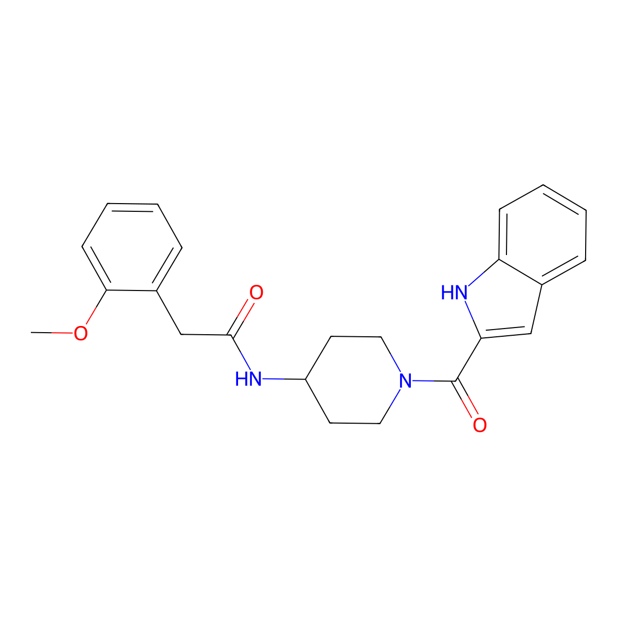 N-[1-(1H-indol-2-ylcarbonyl)piperidin-4-yl]-2-(2-methoxyphenyl)acetamide molecular structure, CAS 1282116-42-0