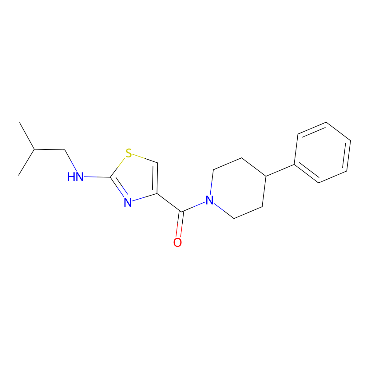 [2-(Isobutylamino)-1,3-thiazol-4-yl](4-phenylpiperidino)methanone molecular structure, CAS 1282116-44-2