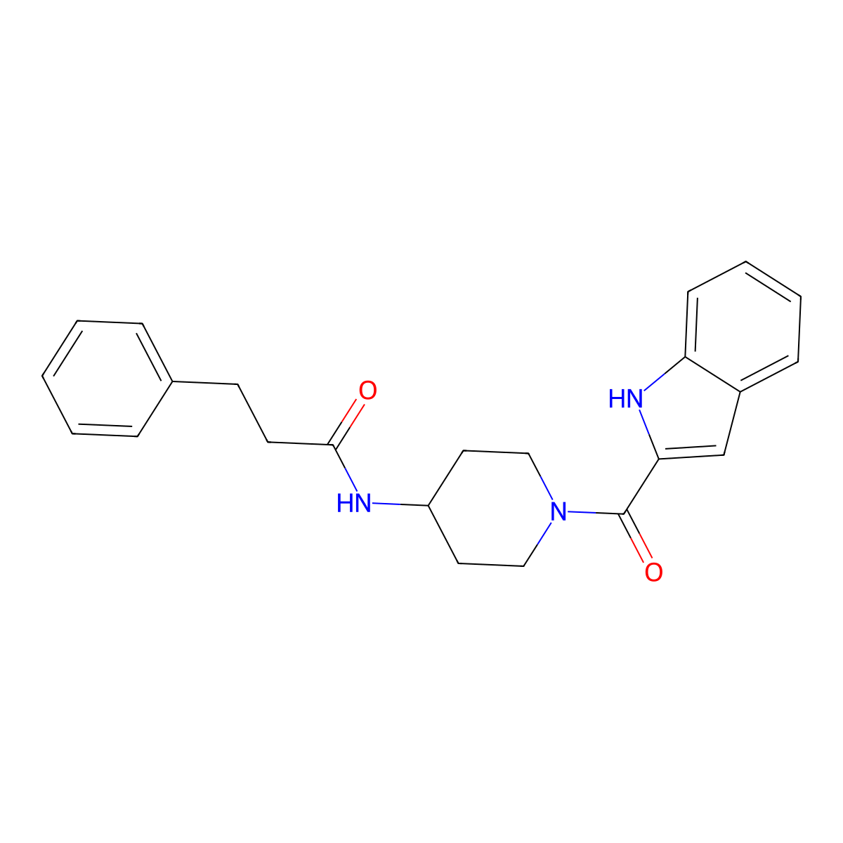 N-[1-(1H-indol-2-ylcarbonyl)piperidin-4-yl]-3-phenylpropanamide molecular structure, CAS 1282116-56-6