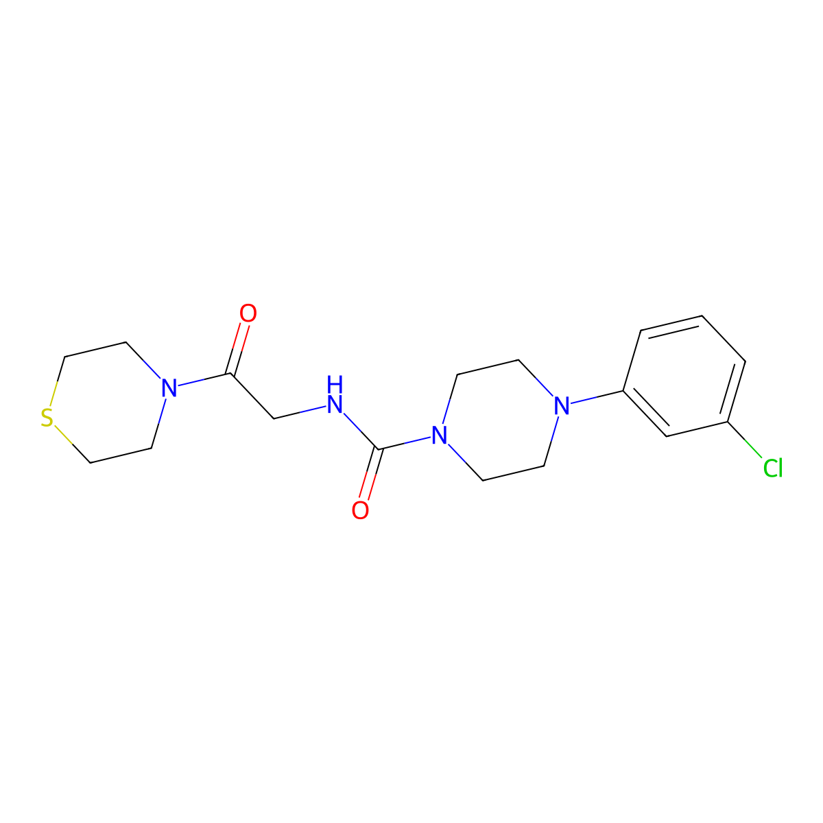 4-(3-chlorophenyl)-N-[2-oxo-2-(thiomorpholin-4-yl)ethyl]piperazine-1-carboxamide molecular structure, CAS 1282116-58-8