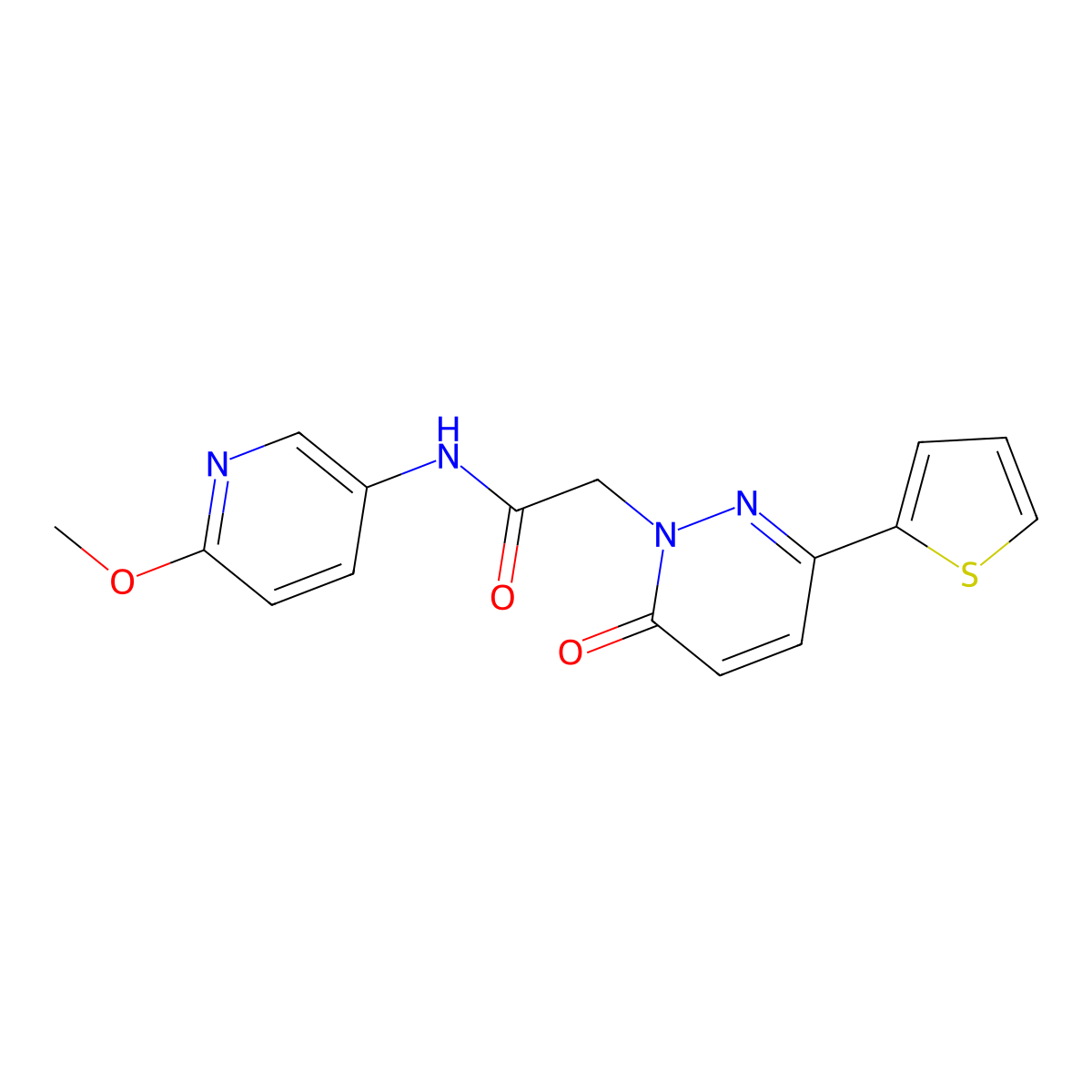 N-(6-methoxypyridin-3-yl)-2-(6-oxo-3-(thiophen-2-yl)pyridazin-1(6H)-yl)acetamide molecular structure, CAS 1282116-69-1