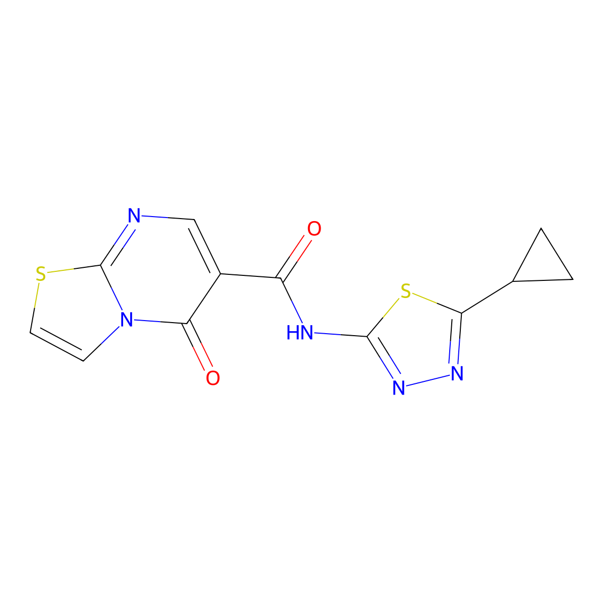 N-[(2Z)-5-cyclopropyl-1,3,4-thiadiazol-2(3H)-ylidene]-5-oxo-5H-[1,3]thiazolo[3,2-a]pyrimidine-6-carboxamide molecular structure, CAS 1282116-78-2