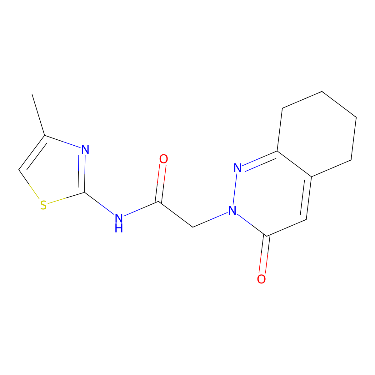 N-[(2Z)-4-methyl-1,3-thiazol-2(3H)-ylidene]-2-(3-oxo-5,6,7,8-tetrahydrocinnolin-2(3H)-yl)acetamide molecular structure, CAS 1282117-21-8