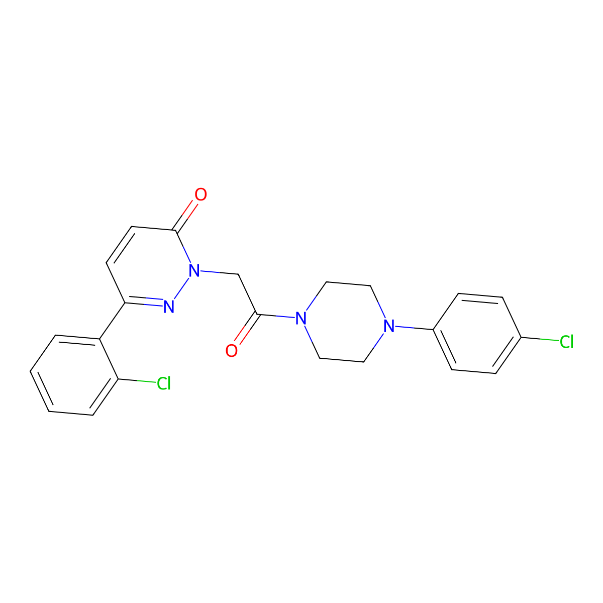 6-(2-chlorophenyl)-2-{2-[4-(4-chlorophenyl)piperazino]-2-oxoethyl}-3(2H)-pyridazinone molecular structure, CAS 1282117-22-9