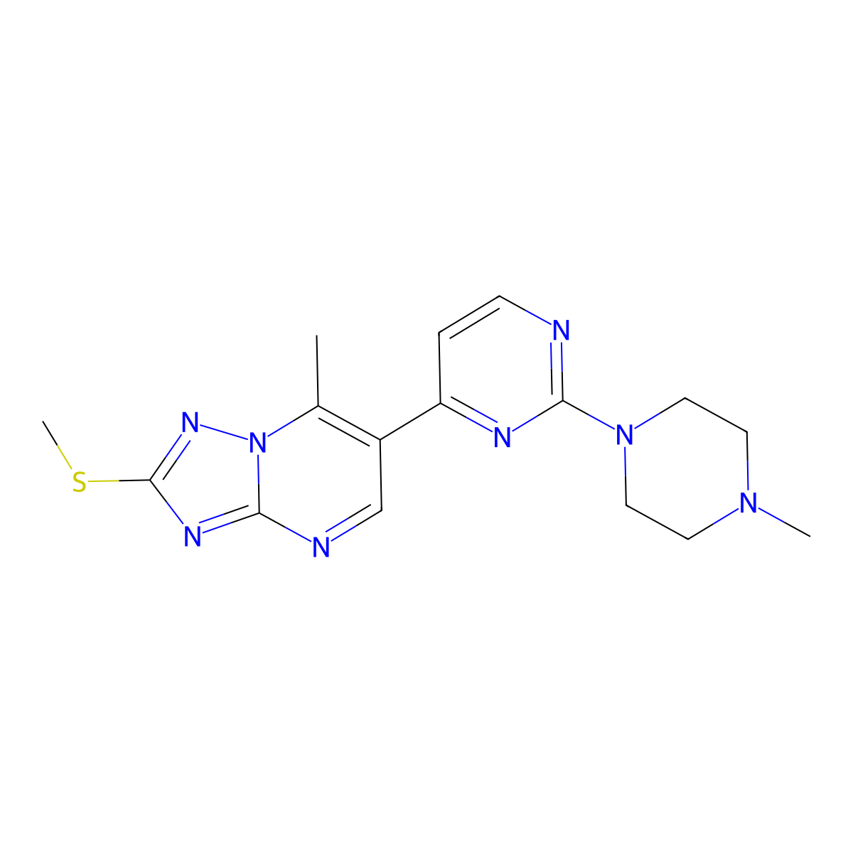 7-Methyl-6-[2-(4-methylpiperazin-1-yl)pyrimidin-4-yl]-2-(methylsulfanyl)[1,2,4]triazolo[1,5-a]pyrimidine molecular structure, CAS 1282117-31-0