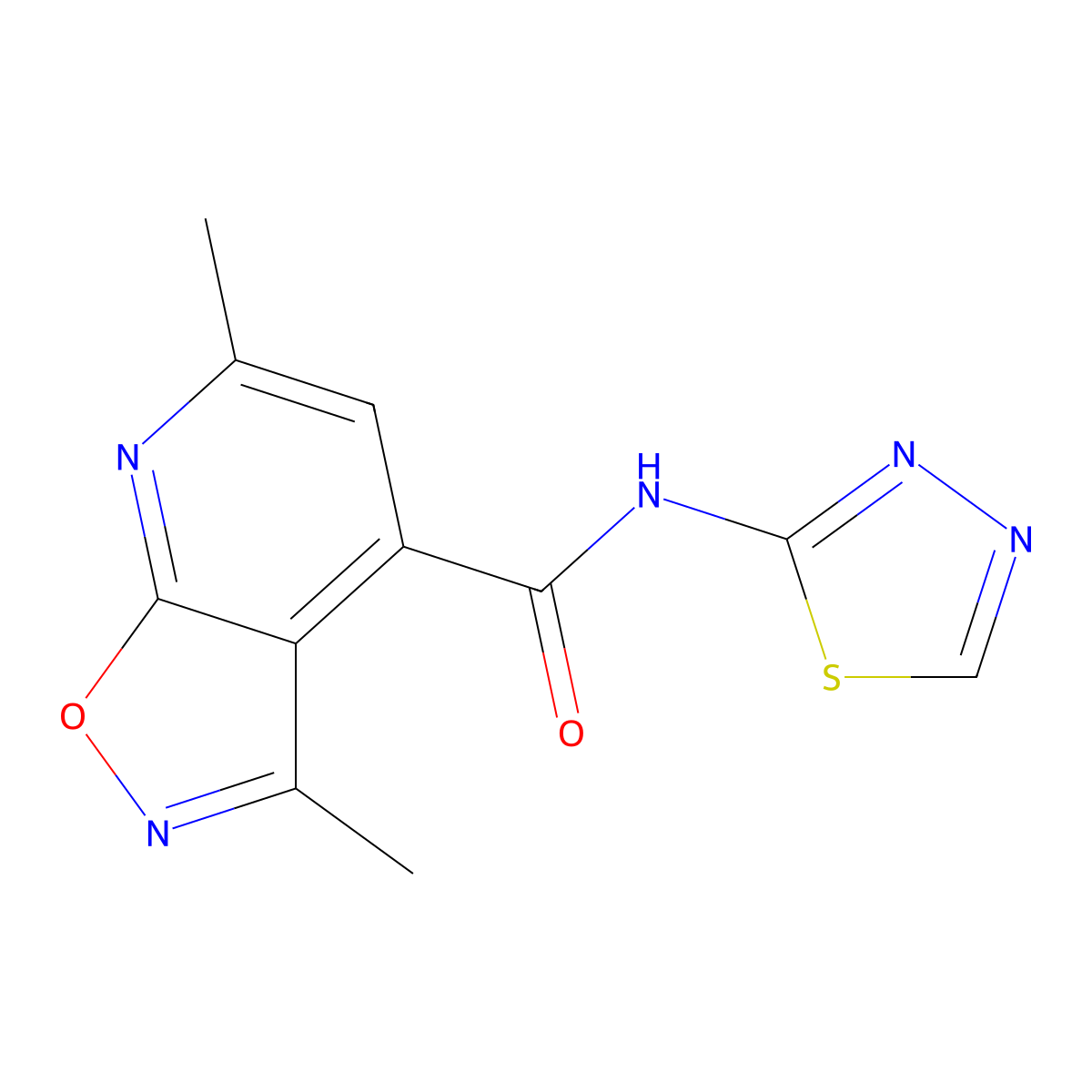 3,6-dimethyl-N-[(2E)-1,3,4-thiadiazol-2(3H)-ylidene][1,2]oxazolo[5,4-b]pyridine-4-carboxamide molecular structure, CAS 1282117-33-2
