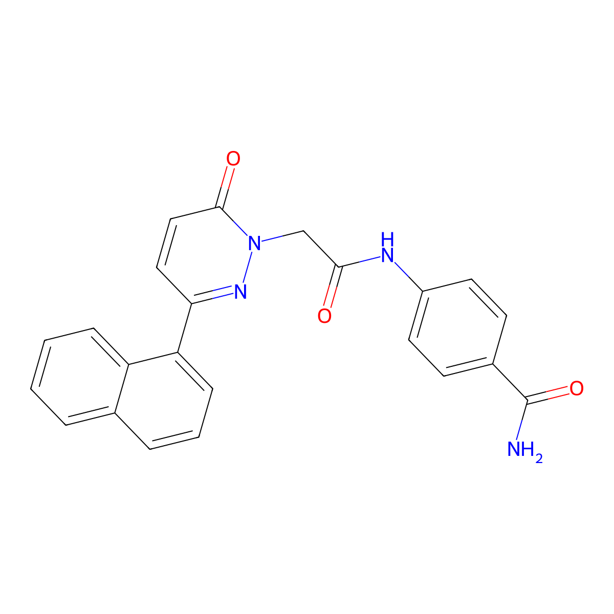 4-(2-(3-(naphthalen-1-yl)-6-oxopyridazin-1(6H)-yl)acetamido)benzamide molecular structure, CAS 1282117-43-4