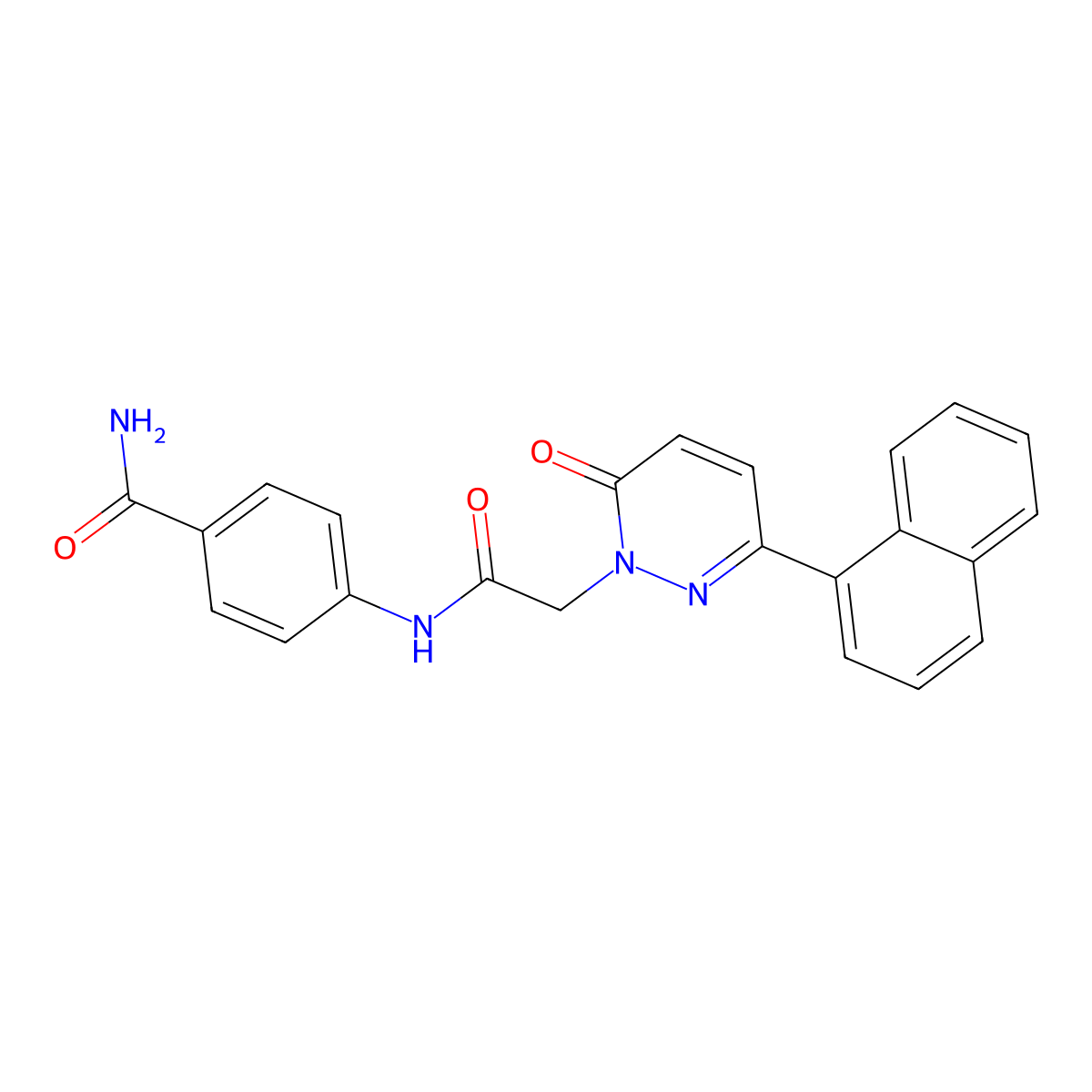 4-(2-(3-(naphthalen-1-yl)-6-oxopyridazin-1(6H)-yl)acetamido)benzamide molecular structure, CAS 1282117-43-4