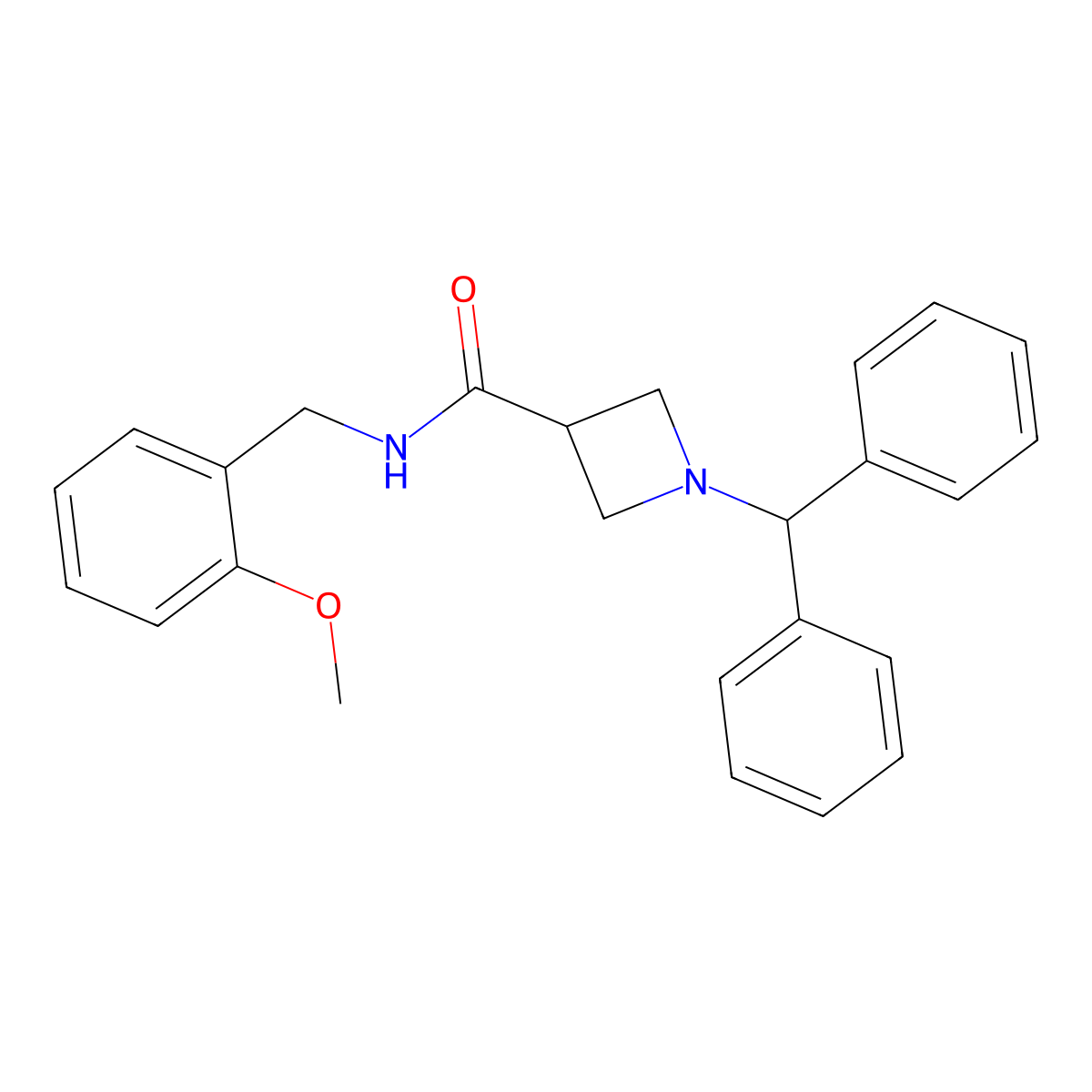 1-benzhydryl-N~3~-(2-methoxybenzyl)-3-azetanecarboxamide molecular structure, CAS 1282117-47-8