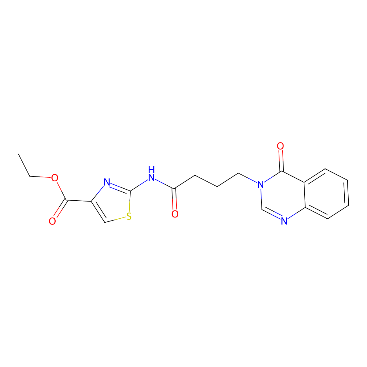 ethyl 2-{[4-(4-oxoquinazolin-3(4H)-yl)butanoyl]amino}-1,3-thiazole-4-carboxylate molecular structure, CAS 1282117-53-6
