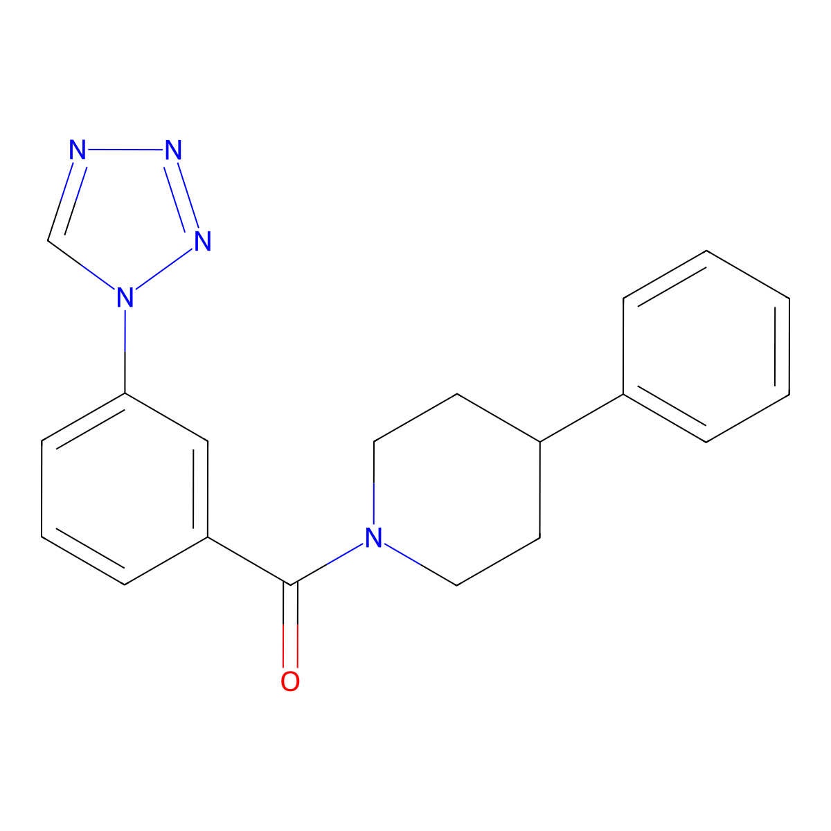 (4-phenylpiperidin-1-yl)[3-(1H-tetrazol-1-yl)phenyl]methanone molecular structure, CAS 1282117-69-4