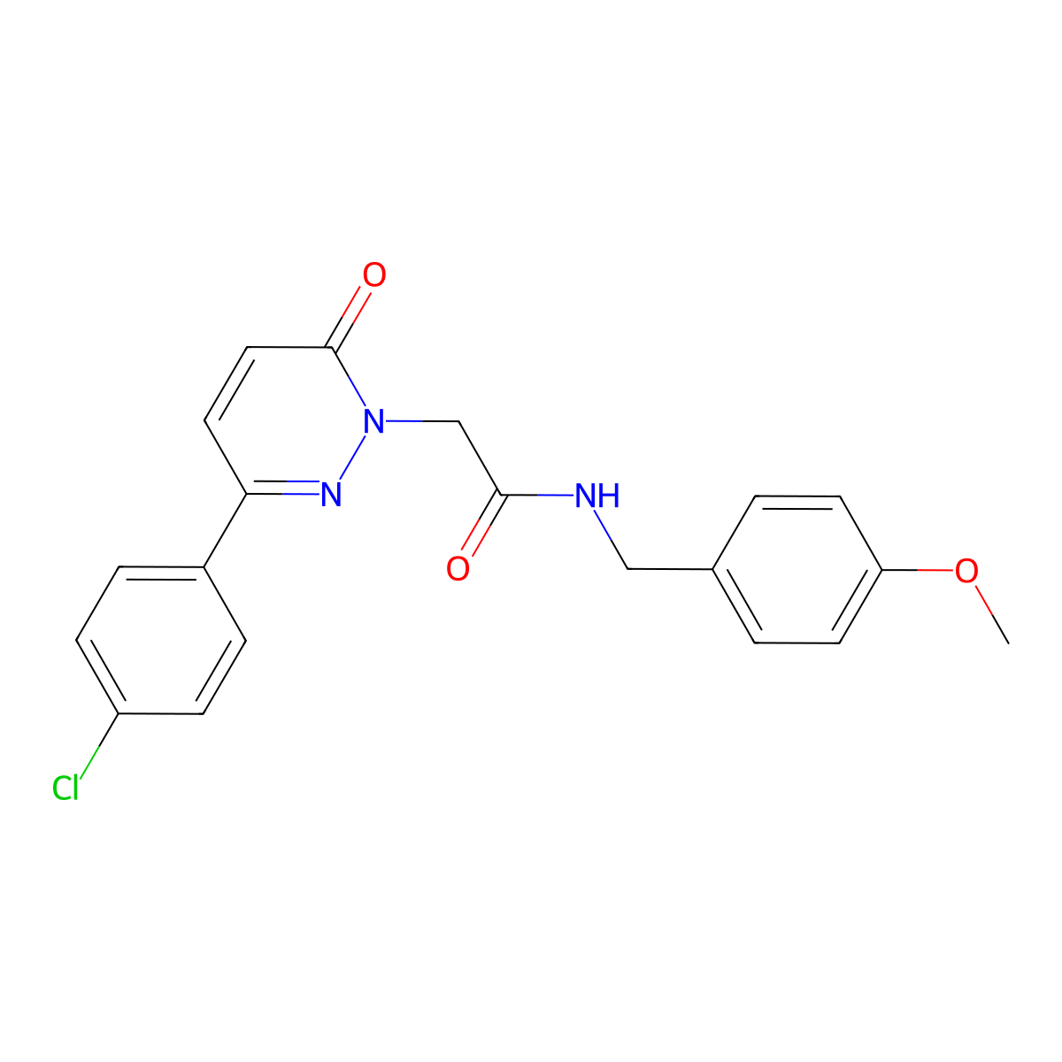 2-(3-(4-chlorophenyl)-6-oxopyridazin-1(6H)-yl)-N-(4-methoxybenzyl)acetamide molecular structure, CAS 1282117-80-9