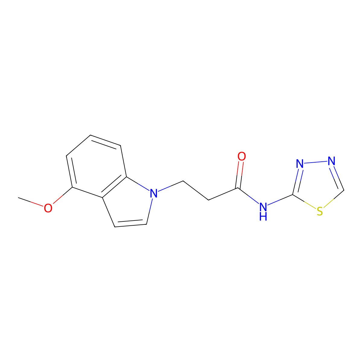 3-(4-methoxy-1H-indol-1-yl)-N-(1,3,4-thiadiazol-2-yl)propanamide molecular structure, CAS 1282118-07-3