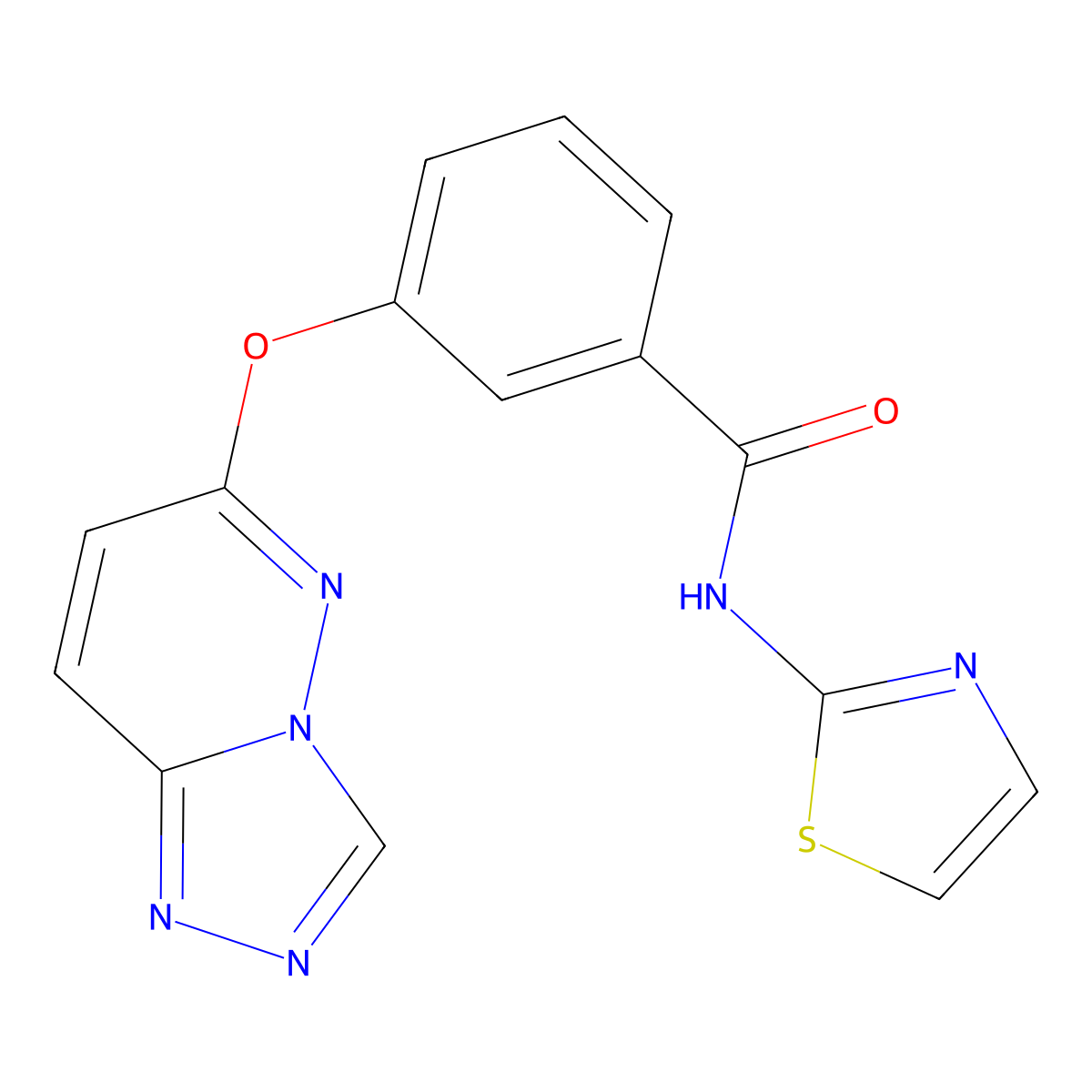 N-(1,3-thiazol-2-yl)-3-([1,2,4]triazolo[4,3-b]pyridazin-6-yloxy)benzamide molecular structure, CAS 1282118-09-5