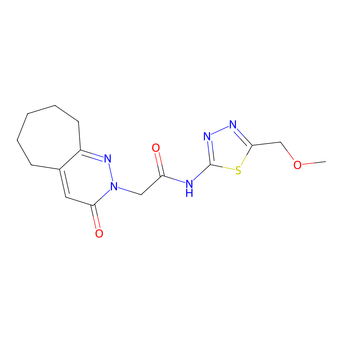 N-(5-(methoxymethyl)-1,3,4-thiadiazol-2-yl)-2-(3-oxo-3,5,6,7,8,9-hexahydro-2H-cyclohepta[c]pyridazin-2-yl)acetamide molecular structure, CAS 1282118-48-2