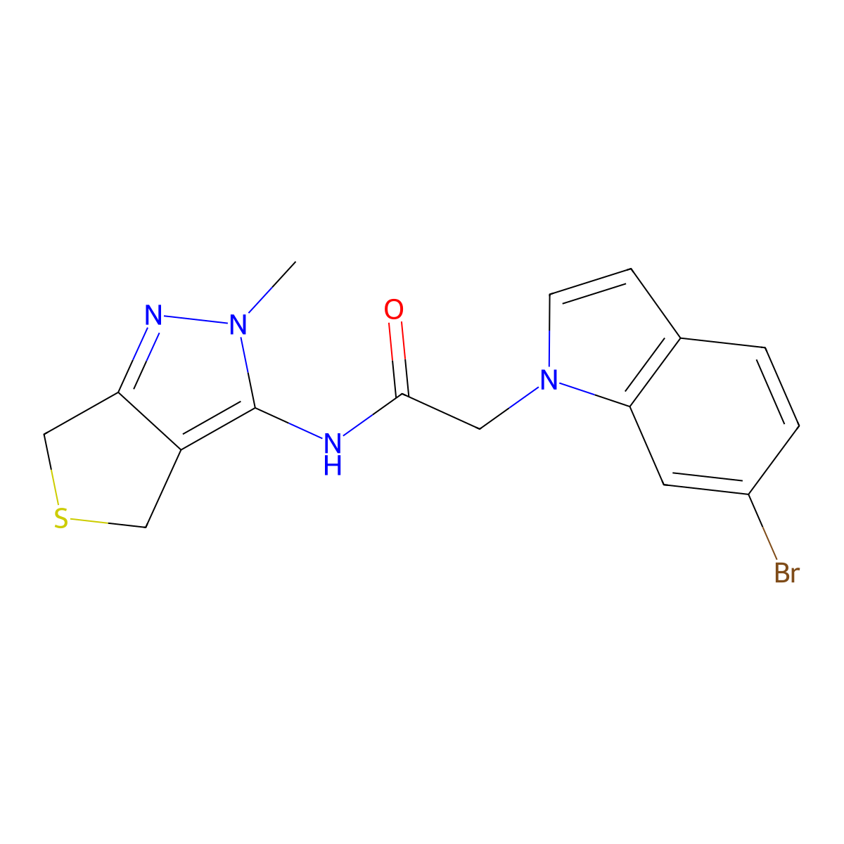 2-(6-bromo-1H-indol-1-yl)-N-(2-methyl-2,6-dihydro-4H-thieno[3,4-c]pyrazol-3-yl)acetamide molecular structure, CAS 1282118-58-4