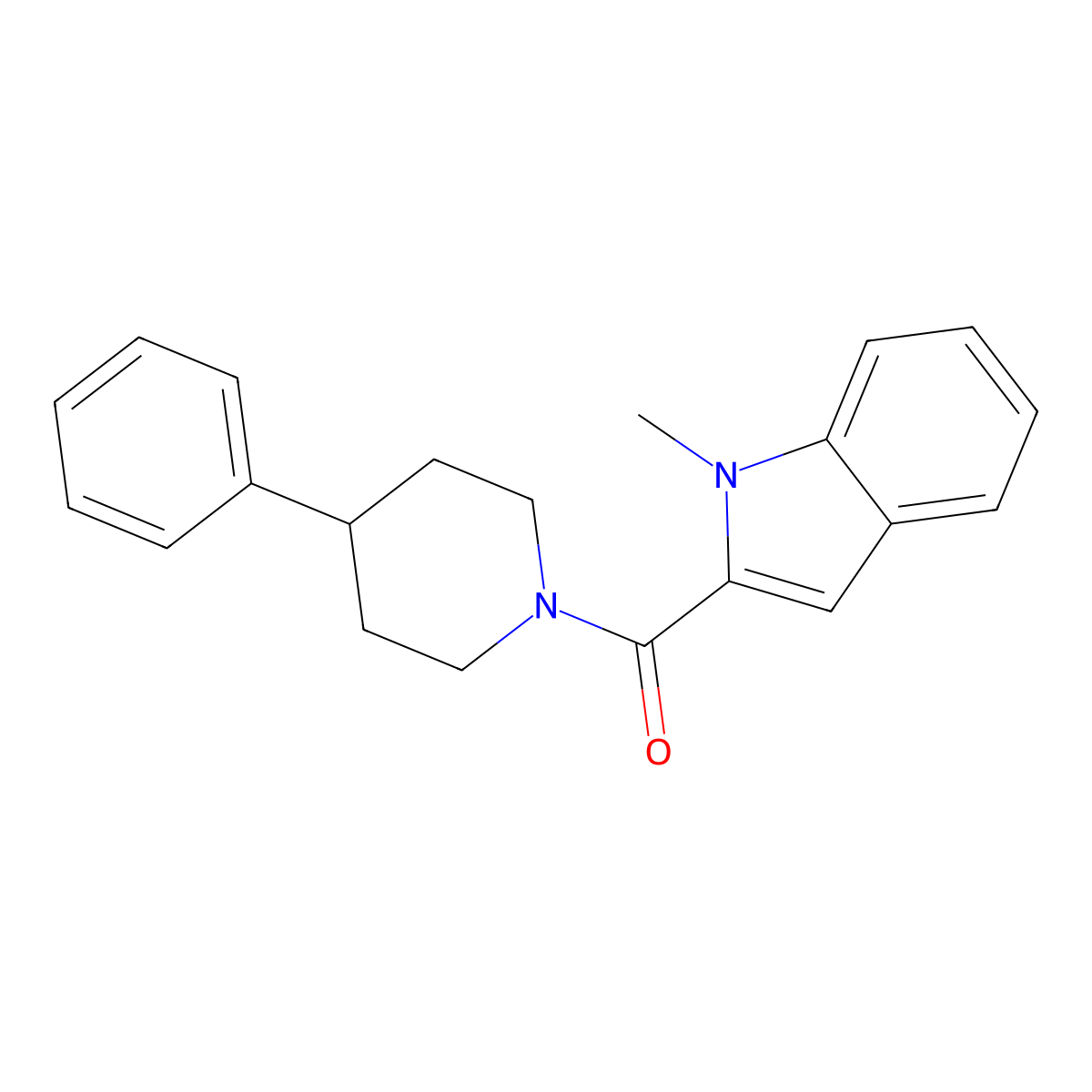 (1-methyl-1H-indol-2-yl)(4-phenylpiperidin-1-yl)methanone molecular structure, CAS 1282118-61-9