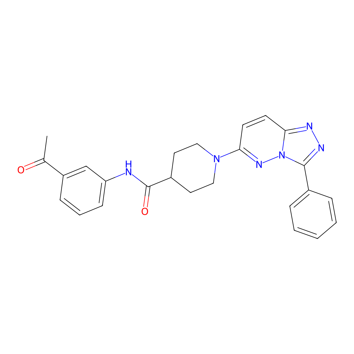 N-(3-acetylphenyl)-1-(3-phenyl[1,2,4]triazolo[4,3-b]pyridazin-6-yl)piperidine-4-carboxamide molecular structure, CAS 1282118-66-4