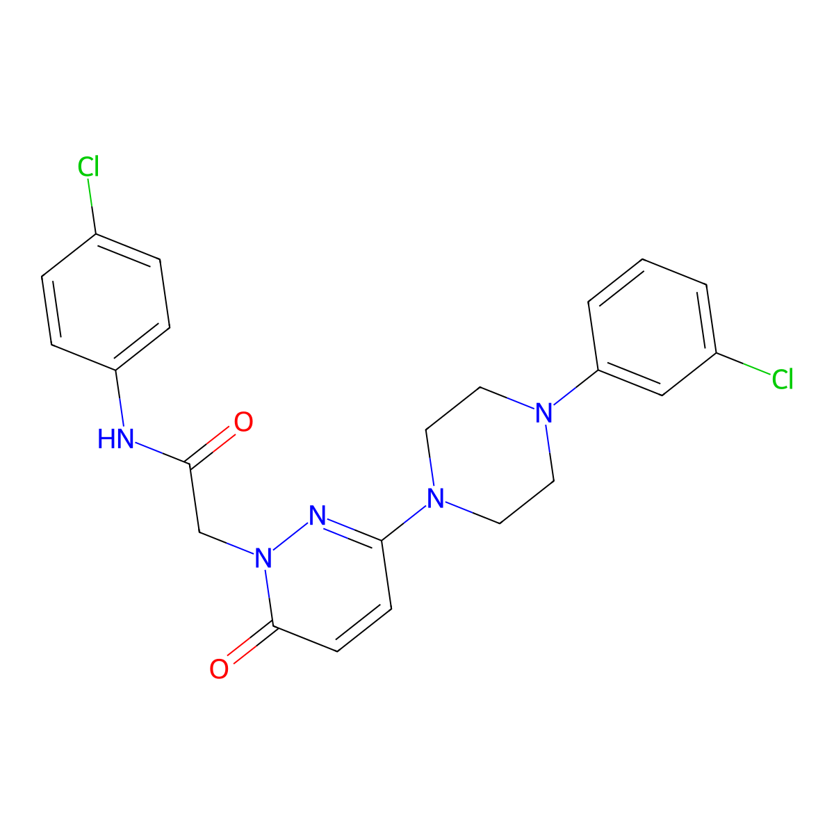 N-(4-chlorophenyl)-2-(3-(4-(3-chlorophenyl)piperazin-1-yl)-6-oxopyridazin-1(6H)-yl)acetamide molecular structure, CAS 1282118-87-9