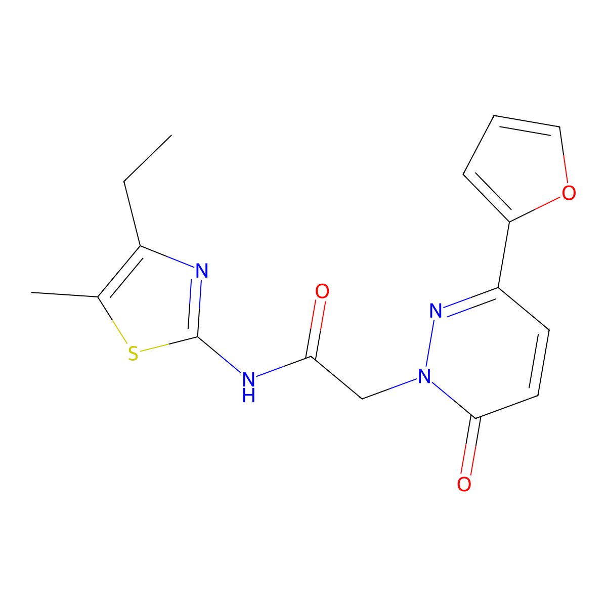 N-[(2Z)-4-ethyl-5-methyl-1,3-thiazol-2(3H)-ylidene]-2-[3-(furan-2-yl)-6-oxopyridazin-1(6H)-yl]acetamide molecular structure, CAS 1282118-94-8