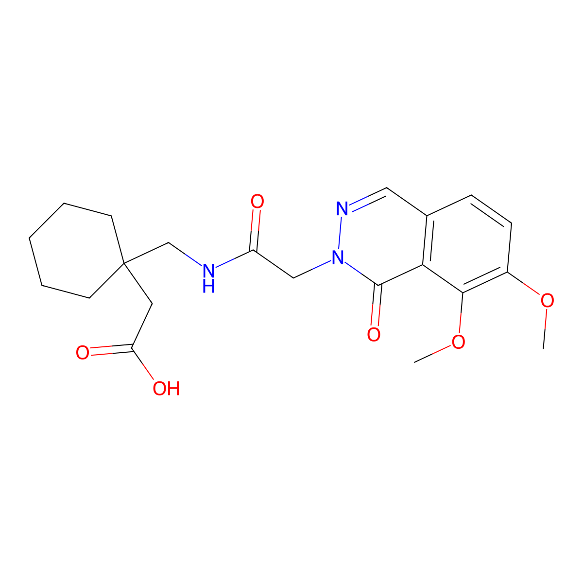[1-({[(7,8-dimethoxy-1-oxophthalazin-2(1H)-yl)acetyl]amino}methyl)cyclohexyl]acetic acid molecular structure, CAS 1282119-05-4