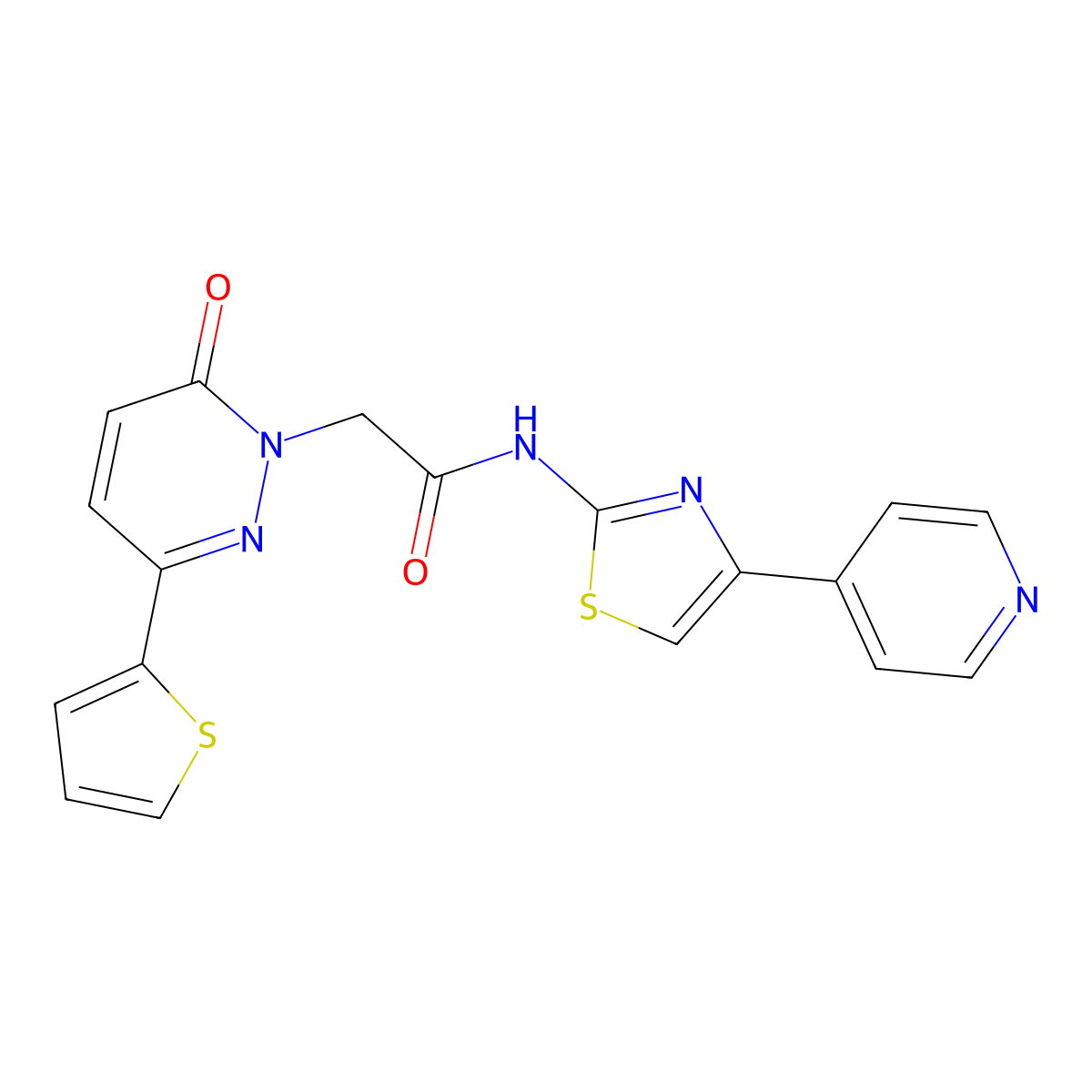 2-[6-oxo-3-(thiophen-2-yl)pyridazin-1(6H)-yl]-N-[(2Z)-4-(pyridin-4-yl)-1,3-thiazol-2(3H)-ylidene]acetamide molecular structure, CAS 1282119-20-3