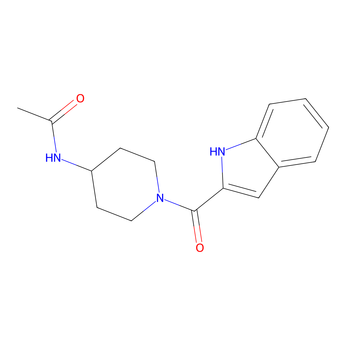 N-[1-(1H-indol-2-ylcarbonyl)piperidin-4-yl]acetamide molecular structure, CAS 1282119-27-0