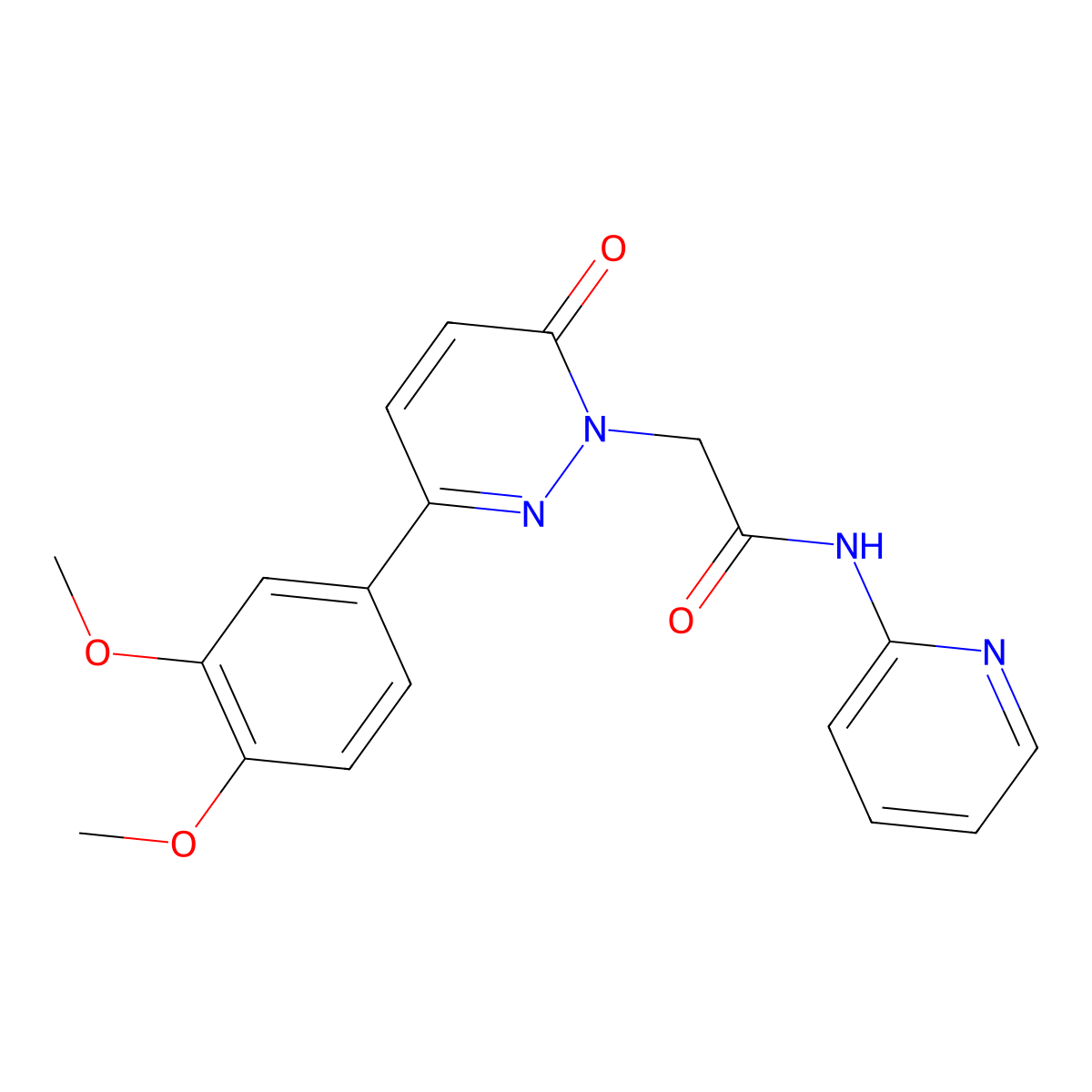 2-(3-(3,4-dimethoxyphenyl)-6-oxopyridazin-1(6H)-yl)-N-(pyridin-2-yl)acetamide molecular structure, CAS 1282119-38-3