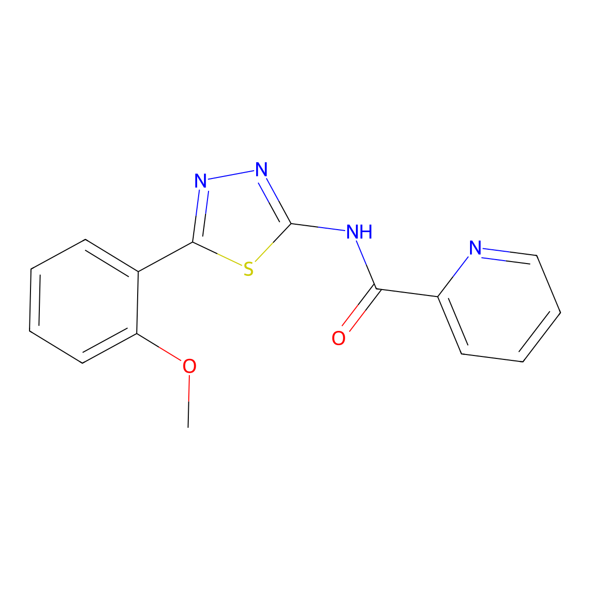 N-[(2Z)-5-(2-methoxyphenyl)-1,3,4-thiadiazol-2(3H)-ylidene]pyridine-2-carboxamide molecular structure, CAS 1282119-54-3
