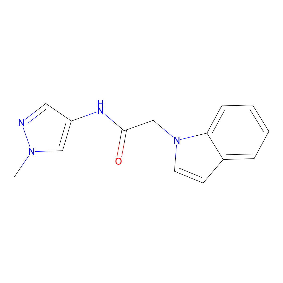 2-(1H-indol-1-yl)-N-(1-methyl-1H-pyrazol-4-yl)acetamide molecular structure, CAS 1282119-57-6