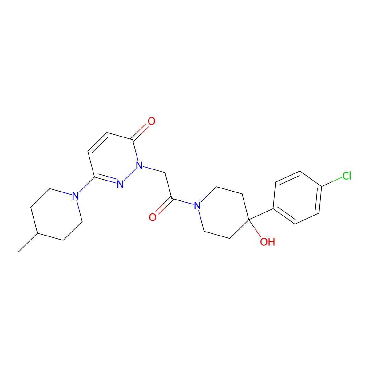 2-(2-(4-(4-chlorophenyl)-4-hydroxypiperidin-1-yl)-2-oxoethyl)-6-(4-methylpiperidin-1-yl)pyridazin-3(2H)-one molecular structure, CAS 1282119-59-8
