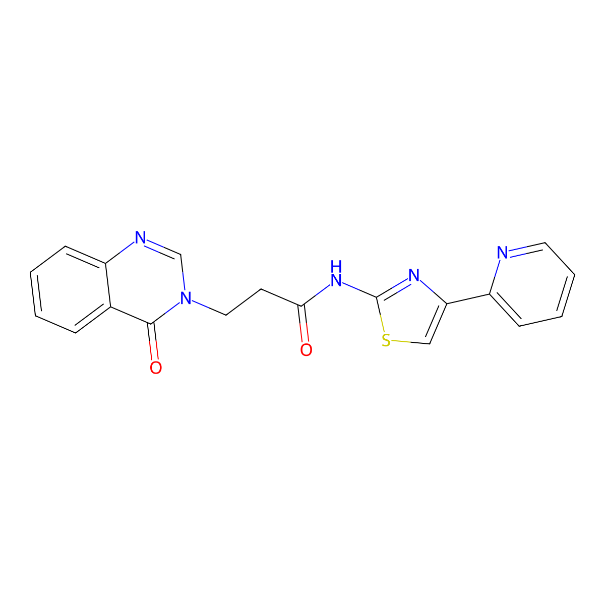 3-(4-oxoquinazolin-3(4H)-yl)-N-[(2Z)-4-(pyridin-2-yl)-1,3-thiazol-2(3H)-ylidene]propanamide molecular structure, CAS 1282119-63-4